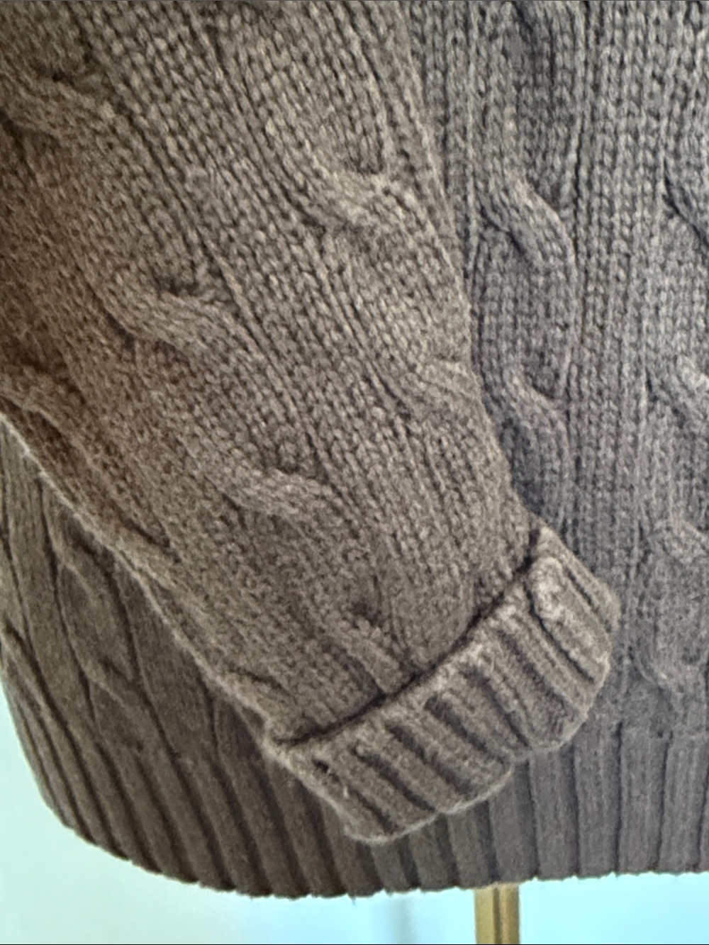 VTG Ralph Lauren Sport Chocolate Brown Cable-Knit V-Neck Sweater Size L Pony - Picture 5 of 12